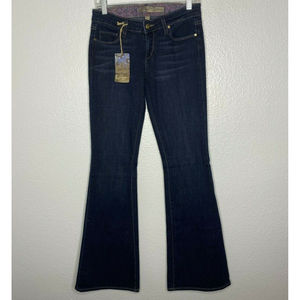 PAIGE High Rise Bell Canyon Mid Rise Flare Stretch Jeans Dark Wash 26